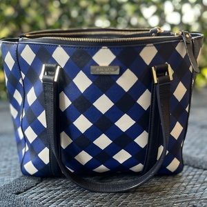 Kate Spade Newburry Lane Briar Gingham Crosshatch Blue Tote Purse